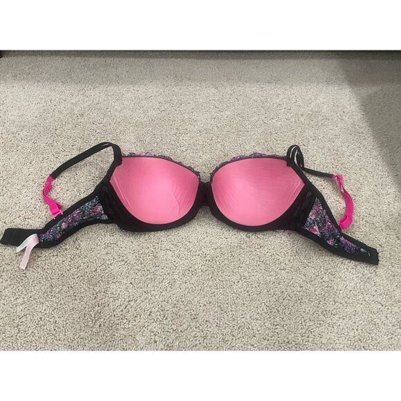 PINK Victoria’s Secret Floral‎ Lace Wired Push-up Bra 34D 34 D VS - Picture 3 of 9